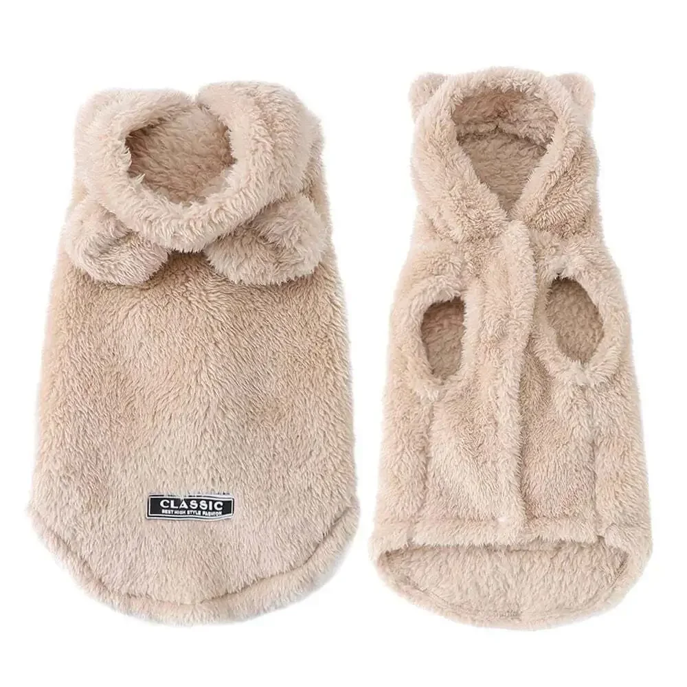 Soft Fleece Pet Dog Clothes Cute Hoodie Coat for Small Medium Dogs Cats Autumn W